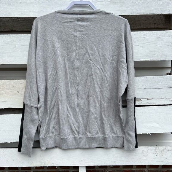 EUC Gray Sweater With Faux Leather Accents - Picture 6 of 7
